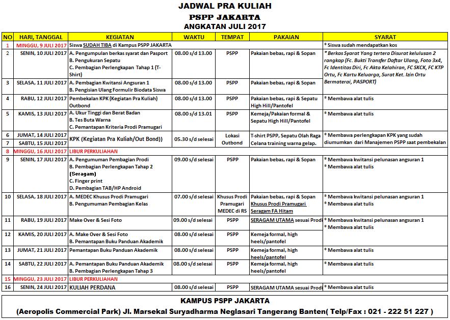 PSPP JAKARTA - PRA KULIAH JULI 17