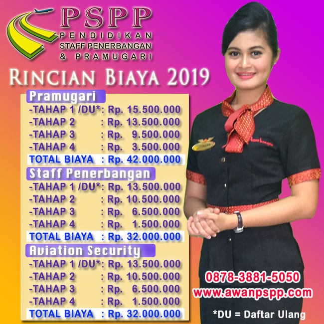 rincian biaya sekolah pramugari pspp 2019