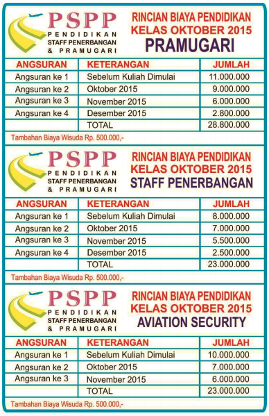 rincian biaya pspp 2015