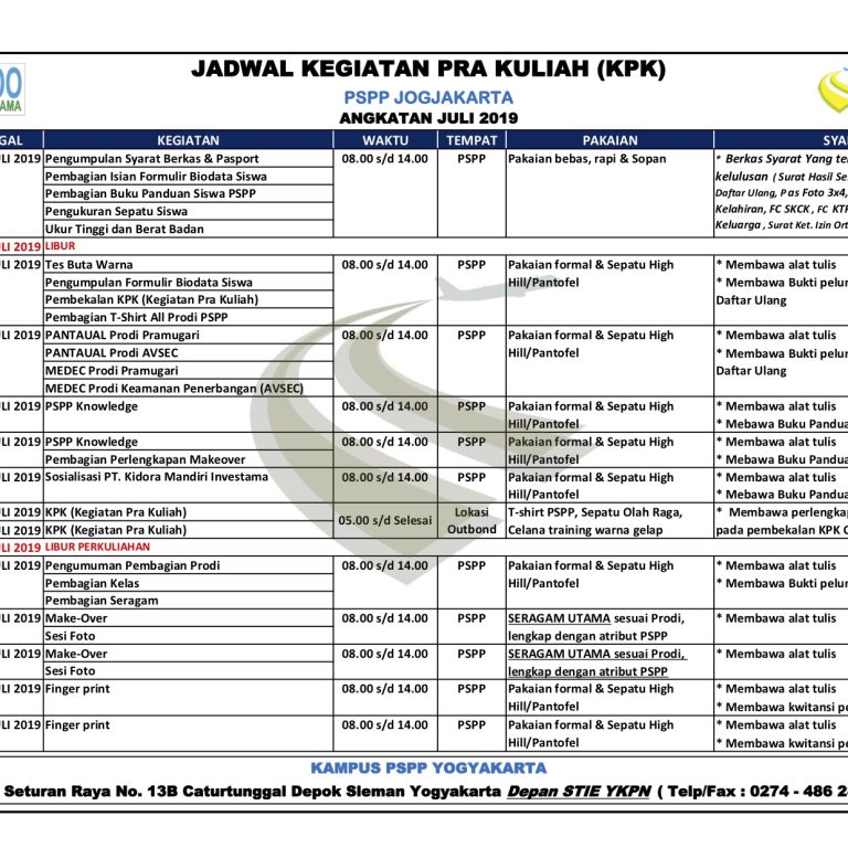 Jadwal PSPP Juli 2019 Terbaru