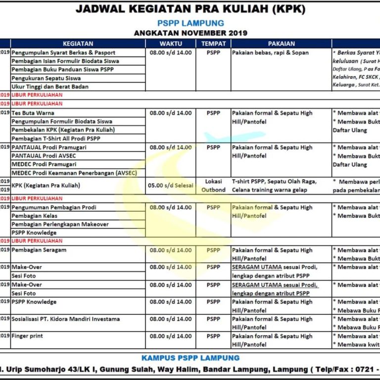 Jadwal PSPP November 2019