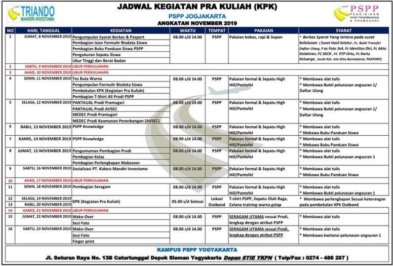 Jadwal PSPP Yogyakarta November 2019